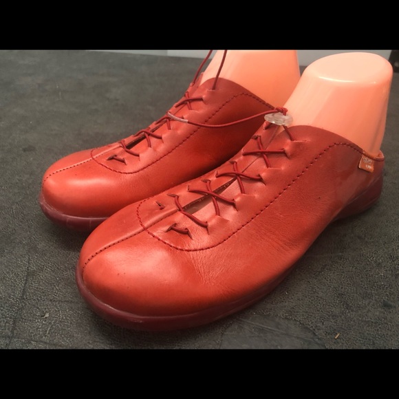 Pepa Tabarca Orange Leather Slide On Shoes Size 10 - Picture 3 of 8